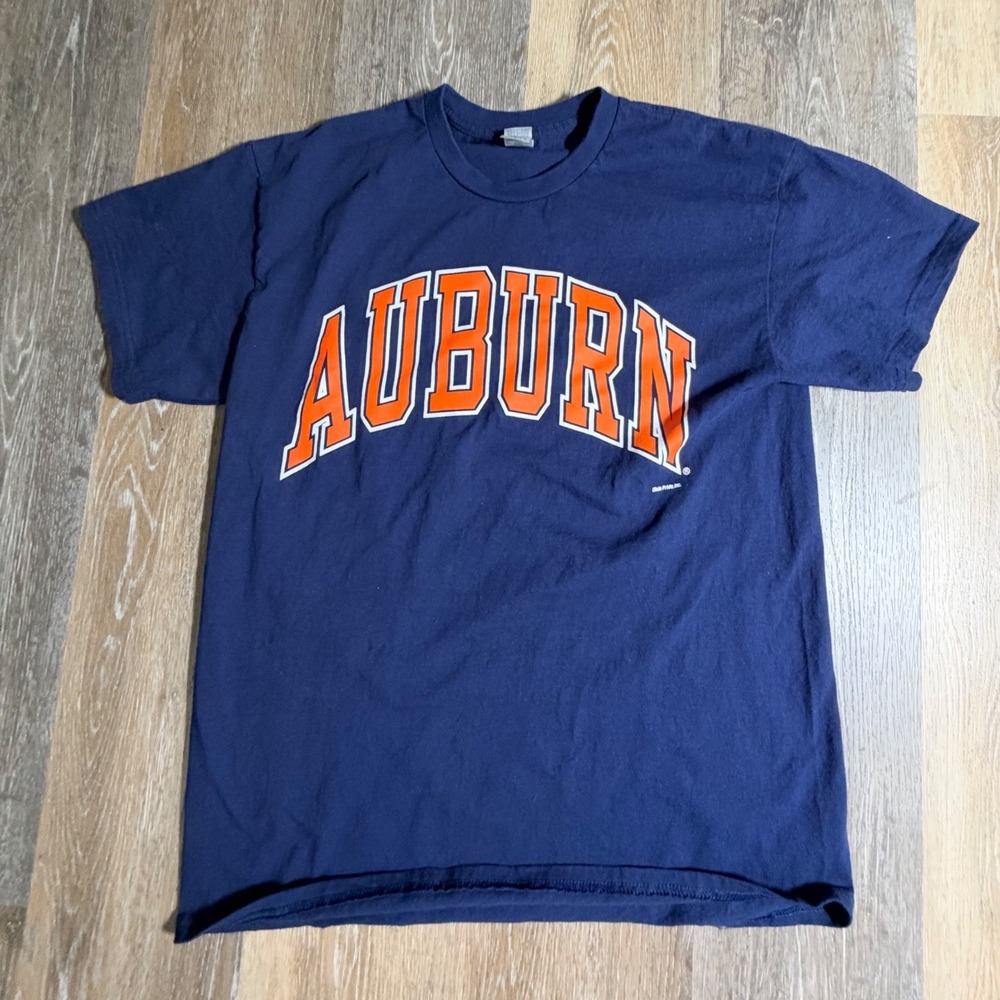 Gildan Auburn T-Shirt Mens Large Navy Blue Short Sleeve Graphic Tee
